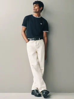 Fred Perry - T-shirt à logo à deux pointes Noir Outlet