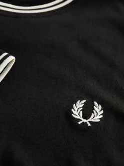 Fred Perry - T-shirt à logo à deux pointes Noir Outlet