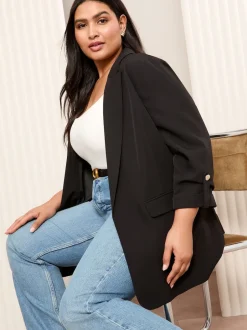 Friends Like These Noir - Bord à bord habillé Détail des manches Blazer Outlet