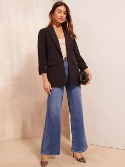Friends Like These Noir - Bord à bord habillé Détail des manches Blazer Clearance