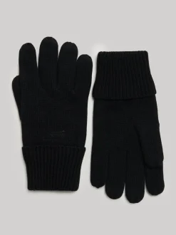Superdry Noir - Gants en maille avec logo