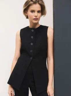 Next Noir - Gilet habillé avec laine Sale