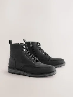 Next Noir - Grandes bottes en cuir à bout tablier Sale