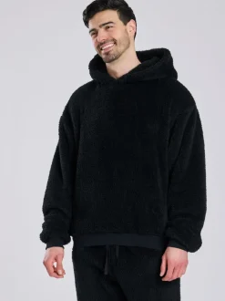 Loungeable Noir - Haut lounge à capuche sherpa New