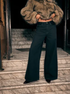 Next Noir - Jean large Palazzo taille haute Sale