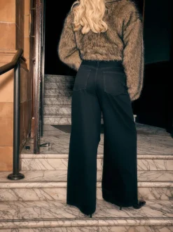 Next Noir - Jean large Palazzo taille haute Sale