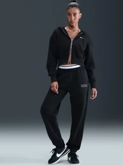 Nike Noir - Jogging oversize en polaire Phoenix taille haute à logo