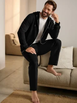 Next - Jogging ouvert lourd à dos brosse Noir Outlet