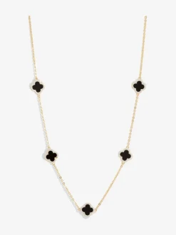 Jon Richard Noir - Plaqué et Jets Collier de trèfles de station Discount