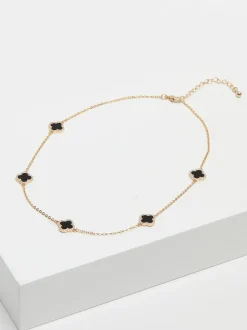 Jon Richard Noir - Plaqué et Jets Collier de trèfles de station Discount