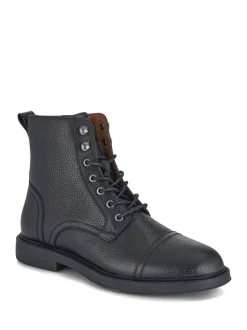 Jones Bootmaker Noir - Davide Bottes militaires Coupe large en cuir