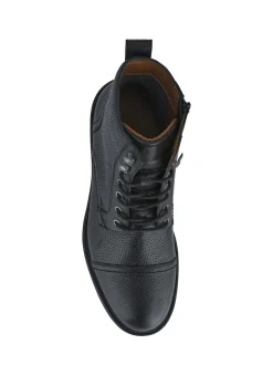 Jones Bootmaker Noir - Davide Bottes militaires Coupe large en cuir