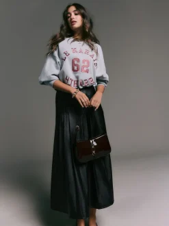 Next Noir - Jupe kilt mi-longue en similicuir New