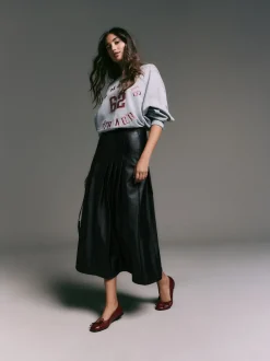 Next Noir - Jupe kilt mi-longue en similicuir New