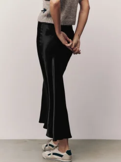 Next - Jupe Midi Satin Noir