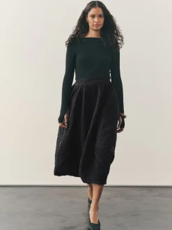 Nothing Ordinary Noir - Jupe mi-longue en jacquard Two Ordinary Volume New