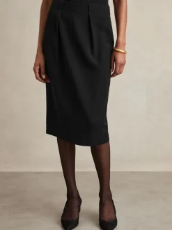 Reiss Noir - Jupes crayon Gabi en crêpe plissée Sale