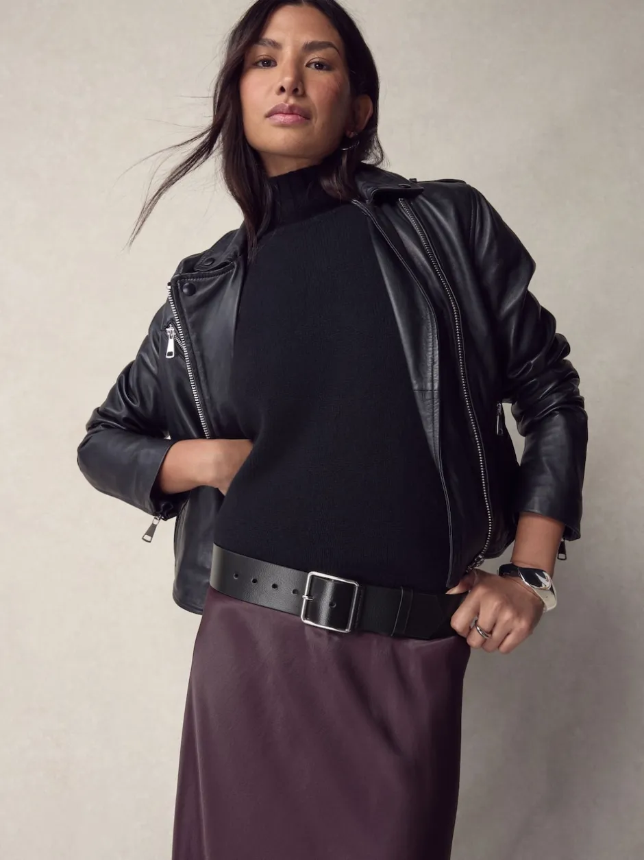 Next Noir - Large ceinture en cuir N. Premium Made In Italy Sale