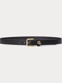 Lauren Ralph Lauren Noir - 2.5cm Ceinture réversible en cuir galet à logo