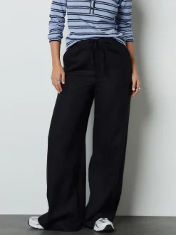 Next Noir - Linen Blend Wide Leg Pantalon Outlet