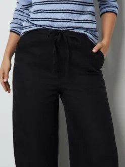 Next Noir - Linen Blend Wide Leg Pantalon Outlet