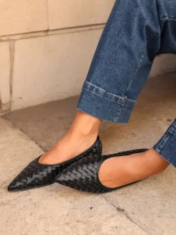Linzi Noir - Ballerines tissées Talina à bout pointu Online