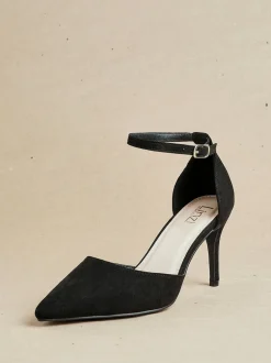 Linzi Noir - Lavora Coupe large Stiletto Escarpin With Ankle Strap New