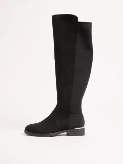 Lipsy Noir - Bottes décontractées élastiques en faux daim Discount