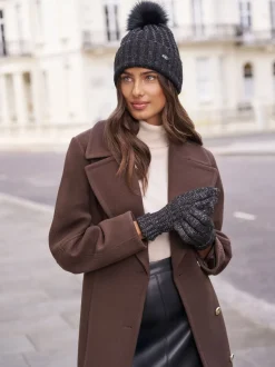 Lipsy - Chapeau à pompon côtelé scintillant Noir Outlet