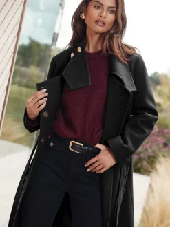 Lipsy Noir - Manteau asymétrique à col cheminée ceinturé Sale