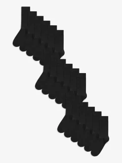 Next Noir - Lot de 18 - Chaussettes riches en coton pour homme Clearance