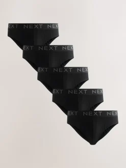 Next Noir - Lot de 5 - Slips riches en coton Outlet