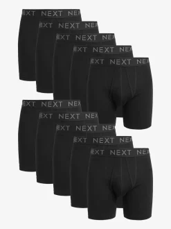 Next Noir - Lot de 10 - Sports Longer Length A-Front Boxer Clearance