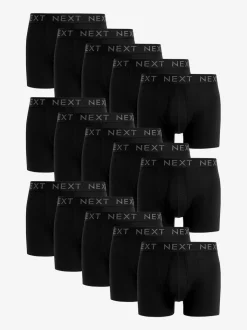 Next Noir - Lot de 15 boxers riches en coton sur le devant Discount