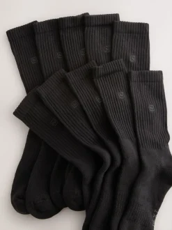 Next Noir - Lot de 10 chaussettes de sport à semelle rembourrée Online