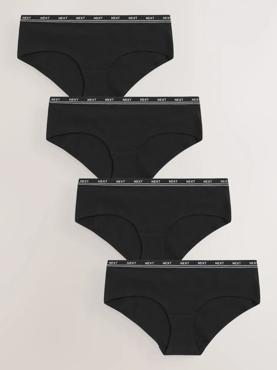 Next Noir - Lot de 4 culottes à logo en coton Court Online