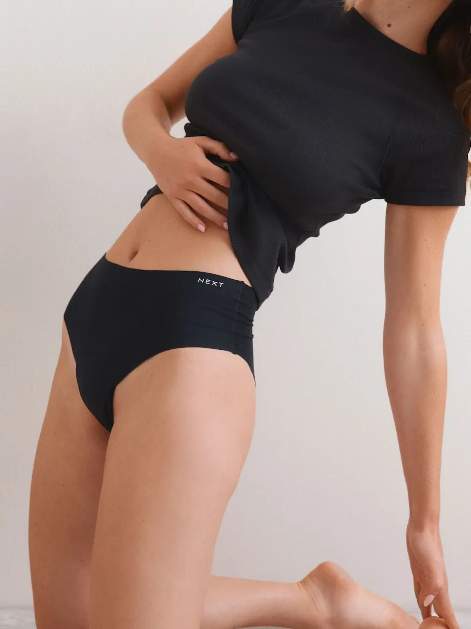 Next Noir - Lot de 3 culottes en coton majoritaire sans VPL Outlet