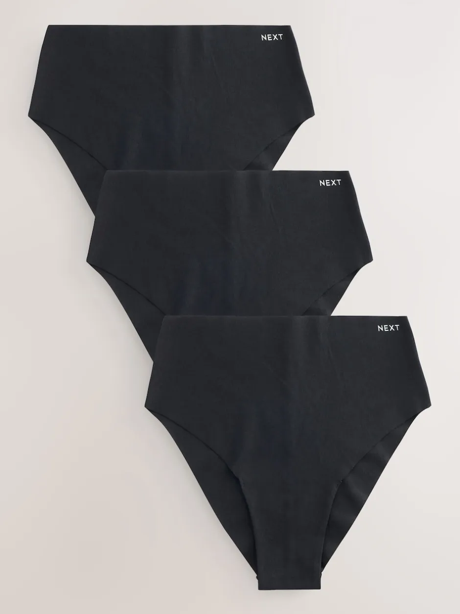 Next Noir - Lot de 3 culottes en coton majoritaire sans VPL Outlet