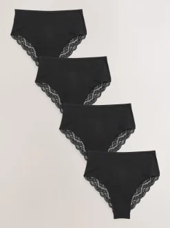 Next - Lot de 4 culottes en coton et dentelle Noir Outlet