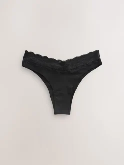 Next Noir - Lot de 4 culottes en coton et dentelle Coupe très échancrée