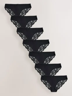 Next Noir - Lot de 7 culottes NVPL avec dos en dentelle Best