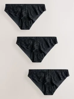 Next Noir - Lot de 3 culottes NVPL en dentelle sur le devant Discount