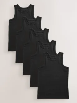 Next - Lot de 5 débardeurs (1.5-16ans) Noir Clearance