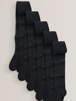 Next Noir - Lot de 5 de collants pour l'école en coton riche