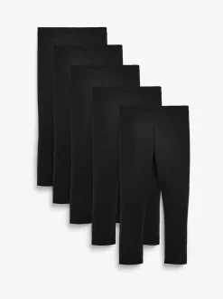 Next - Lot de 5 leggings (3-16ans) Noir Clearance