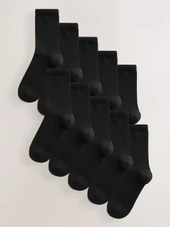 Next Noir - Lot de 10 paires de chaussettes de cheville de base Sale