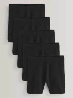 Next Noir - Lot de 5 shorts de vélo extensibles en coton riche (3-16ans) Clearance