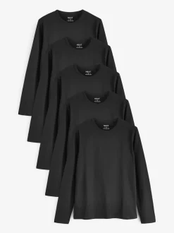 Next Noir - Lot de 5 t-shirts à manches longues New