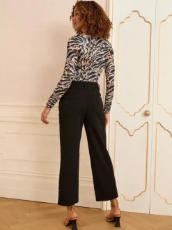 Love & Roses - Raccourci Ample Jeans Noir Outlet