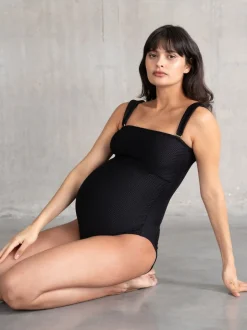 Seraphine Noir - Maillot de bain de grossesse Bandeau bleu texturé Best
